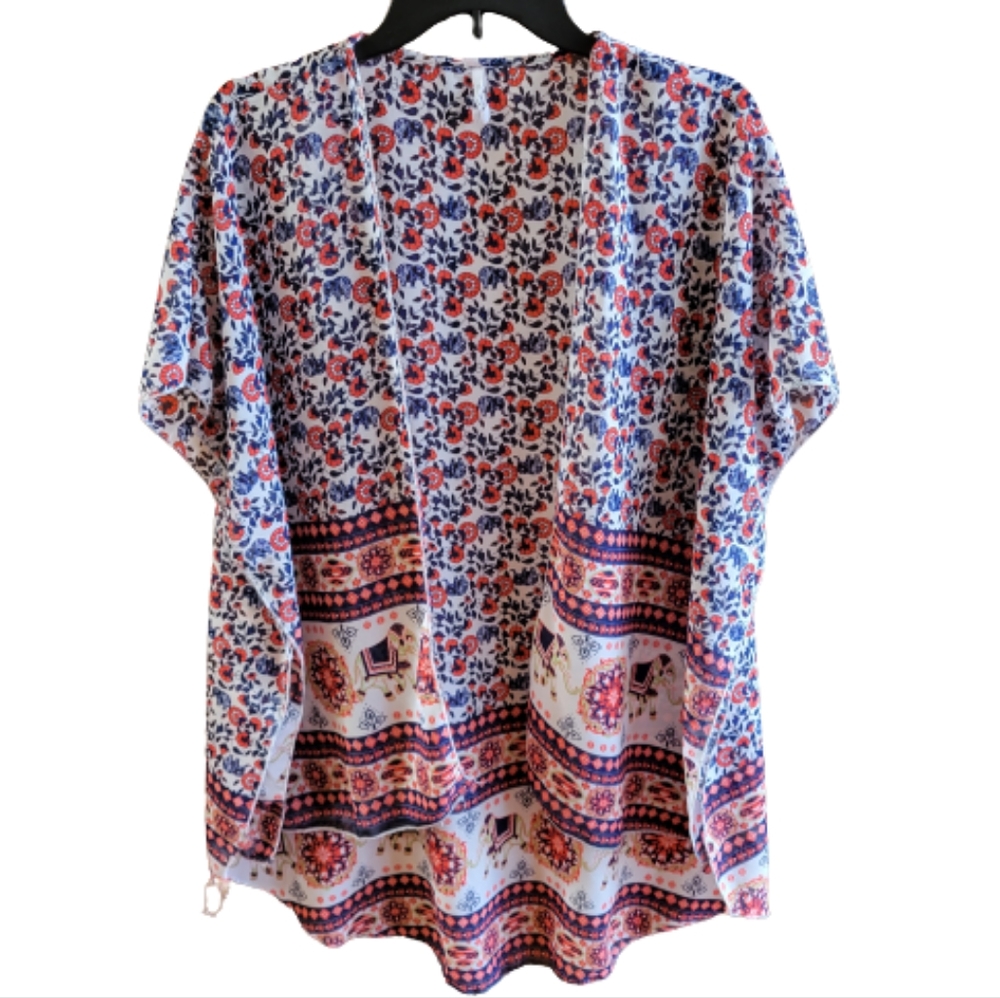 Live 4 Truth  Floral Elephant Kimono  Lightweight  Women's Size M